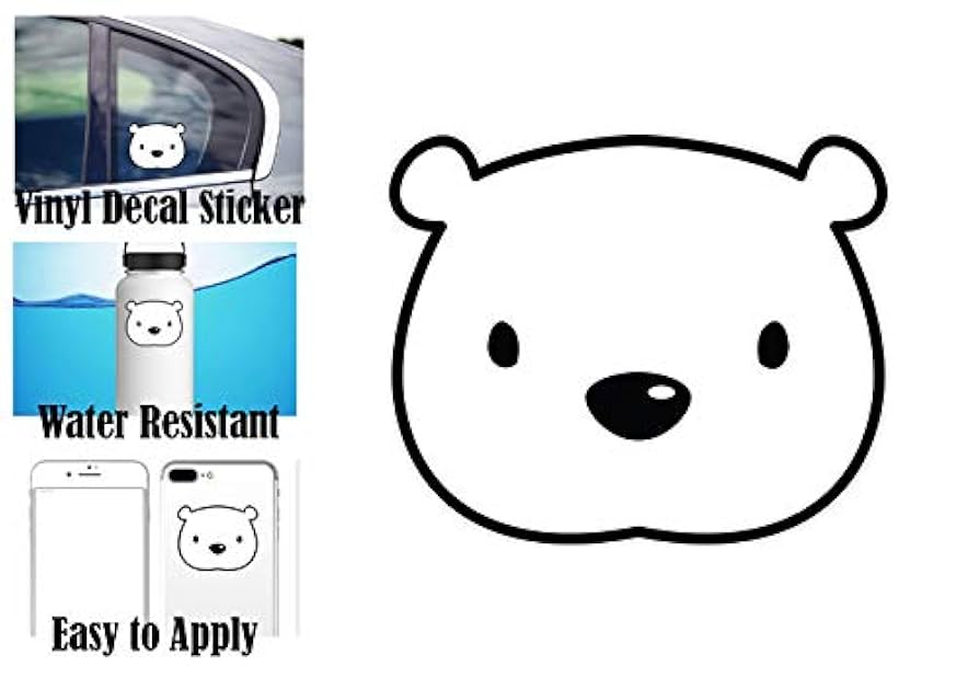 Cute Kawaii Simple Bear Cub Face Cartoon Art Emoji Vinyl
